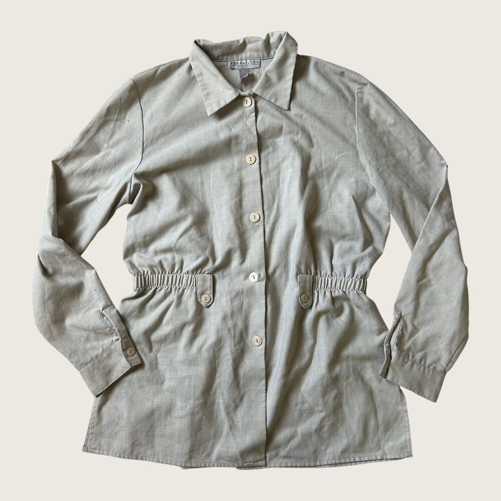 Vintage 90s Versailles New York Linen Blend Safari Jacket Size 12T